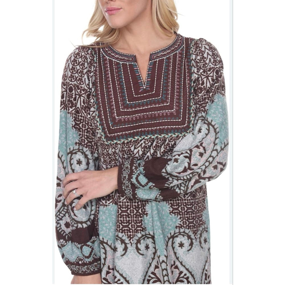 Boho Coastal Cowgirl Embroidered Sweater Dress size XL Soft Flattering Stretch - Picture 5 of 7